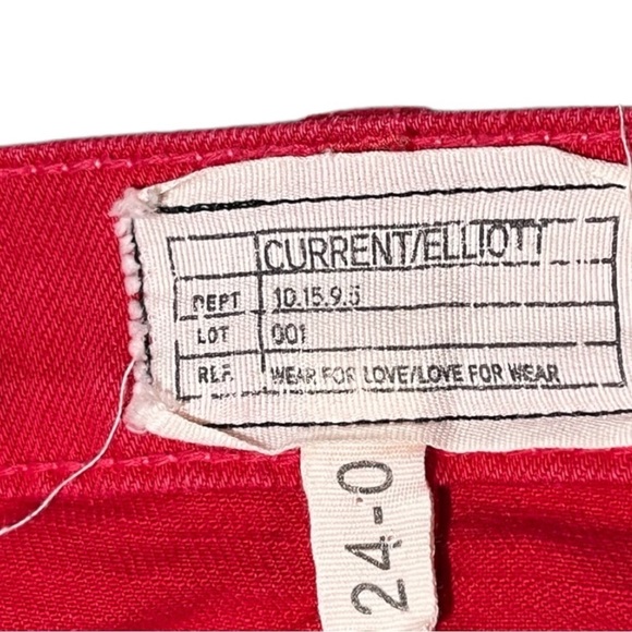 Current Elliot The Stiletto Victory Red Crop Jeans Size 0 - Picture 6 of 11